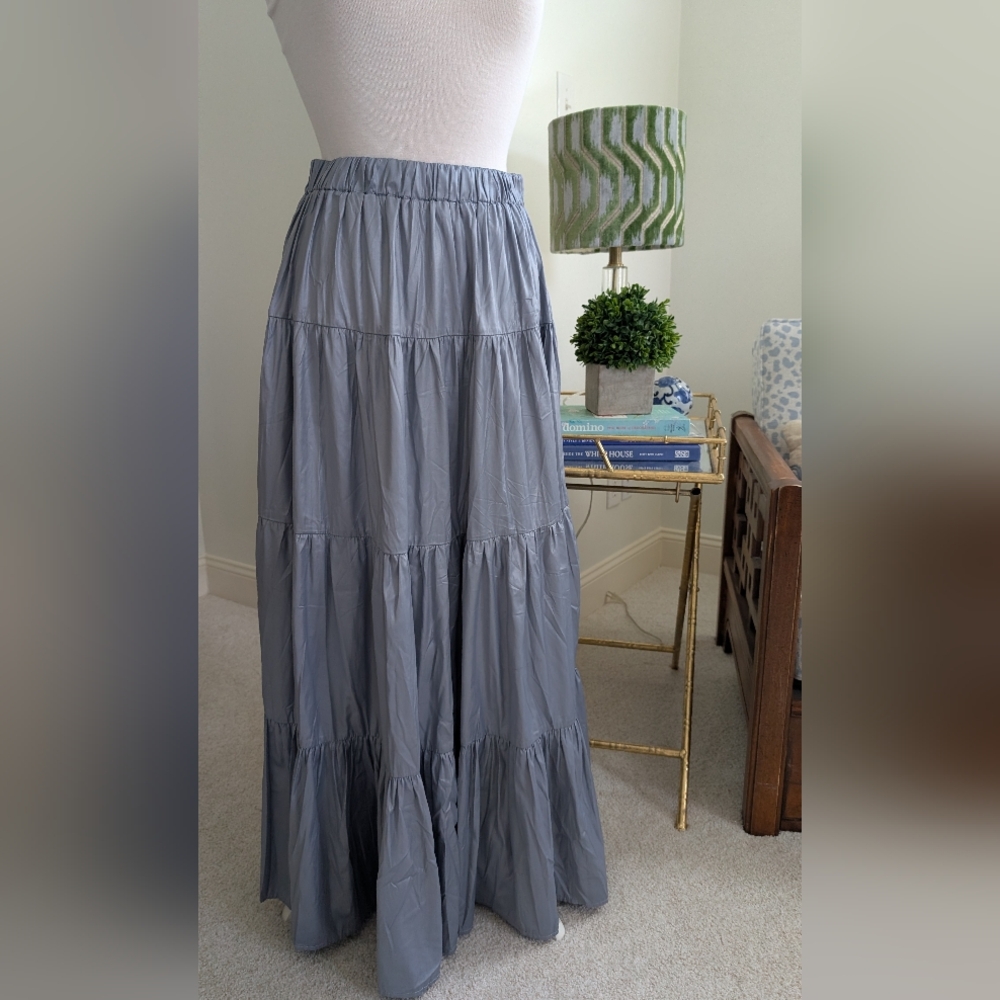 Tiered Maxi Skirt in Slate Gray - Picture 2 of 3